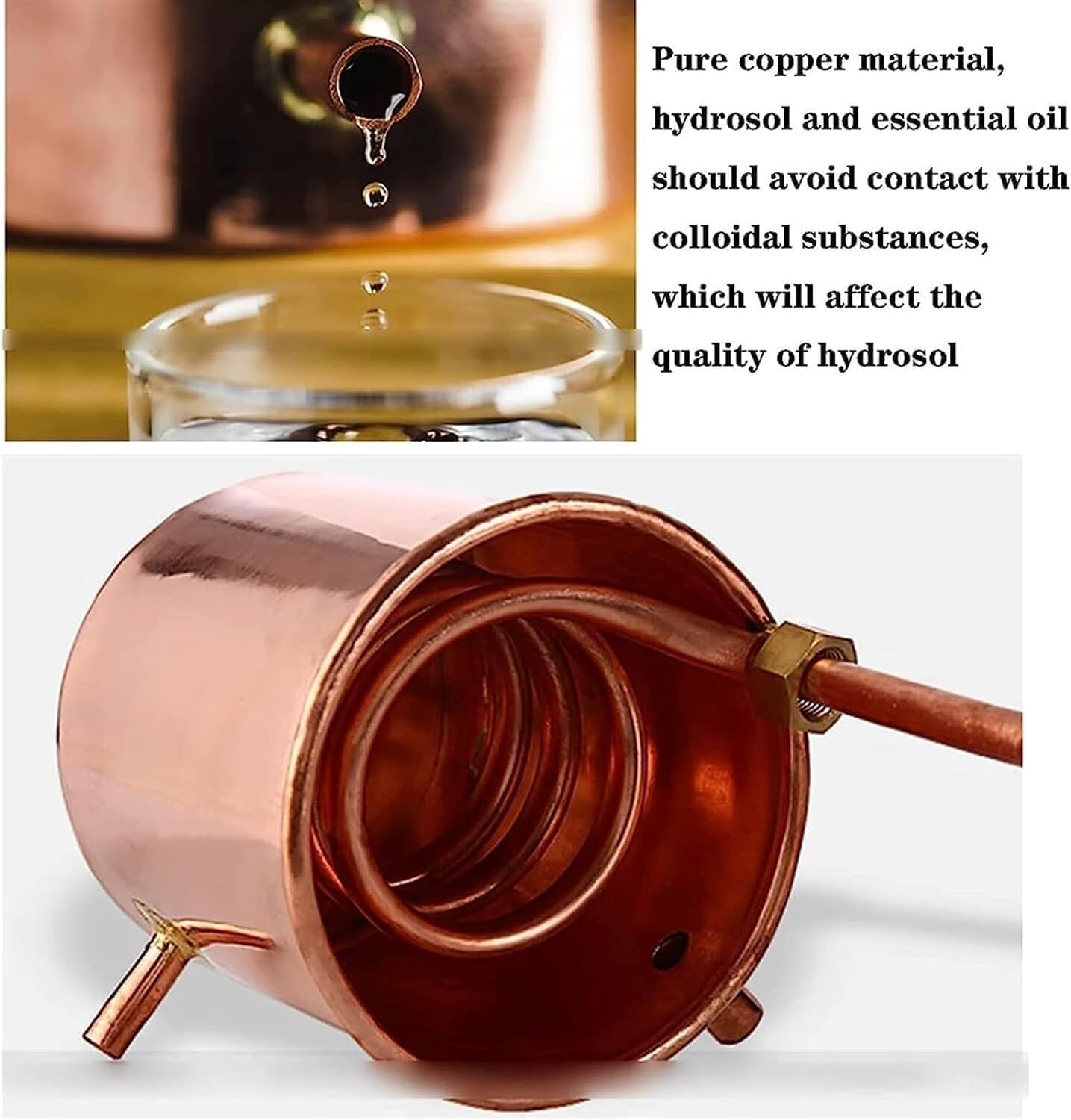 Pure Copper Alembic Still, 2L/3L Copper Moonshine Still, Home Brewing Kit with Cooling Tube, for Whiskey, Moonshine, Essential Oils, Hydrosols