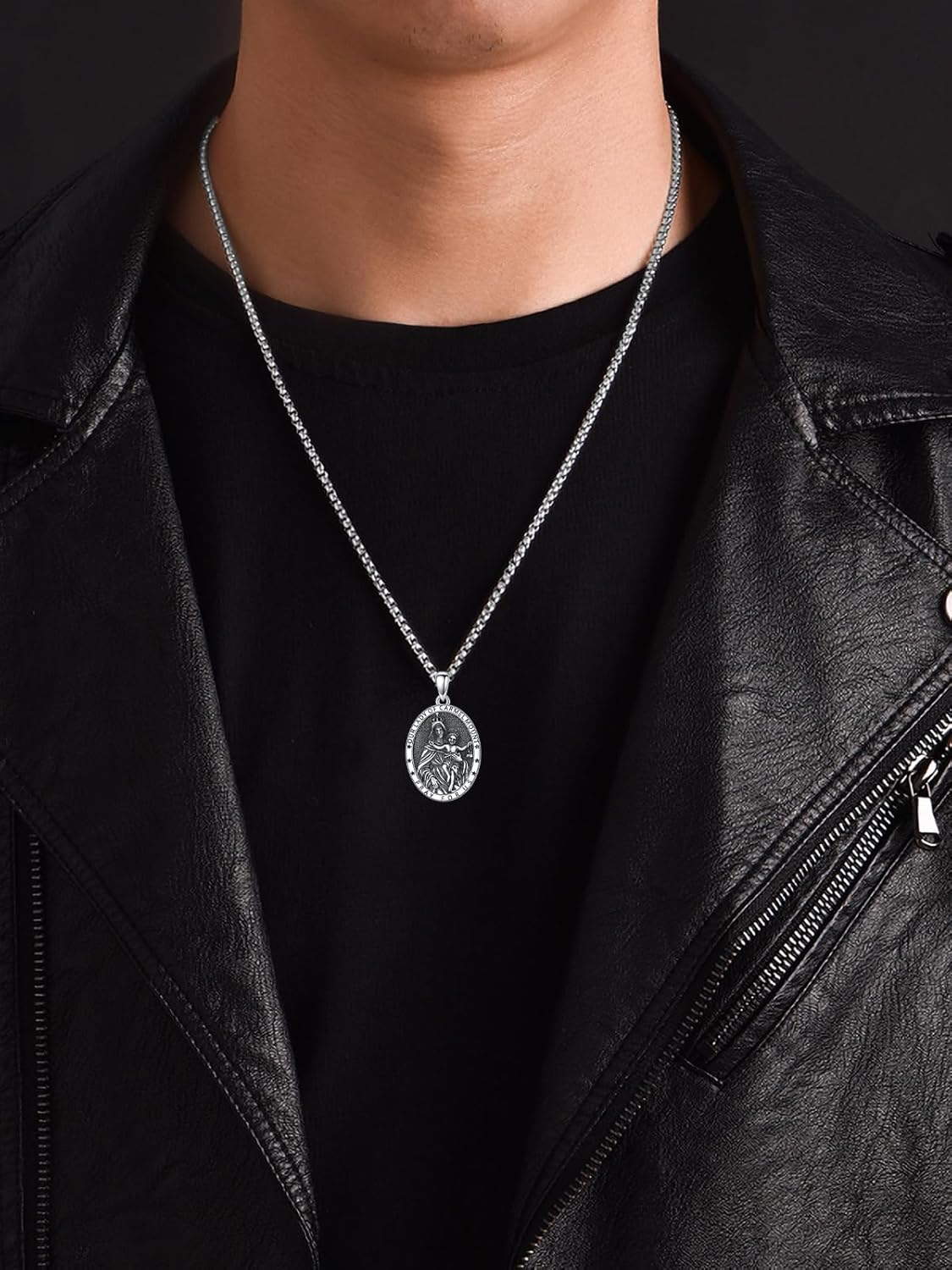 Seiyang Saint Necklace 925 Sterling Silver Patron Amulet Medal Jewelry for Men Women (with Gift Box)