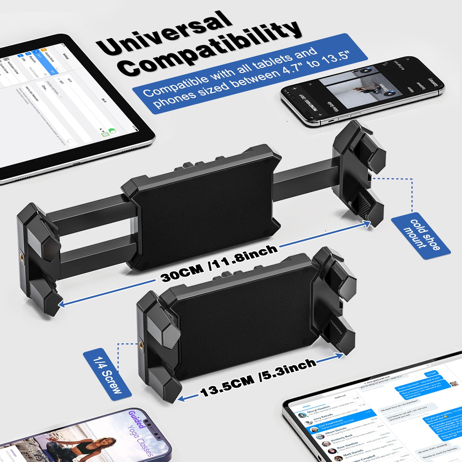 Supporto da Parete per Tablet in Alluminio con Rotazione 360°, Staffa Muro iPad Compatibile 4-13,5 Pollici