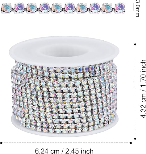 Miniatura 2 de 11 yardas Cadena de diamantes de imitación de cristal, borde de cadena de cierre de diamantes de imitación plateados, cadena de cristal transparente