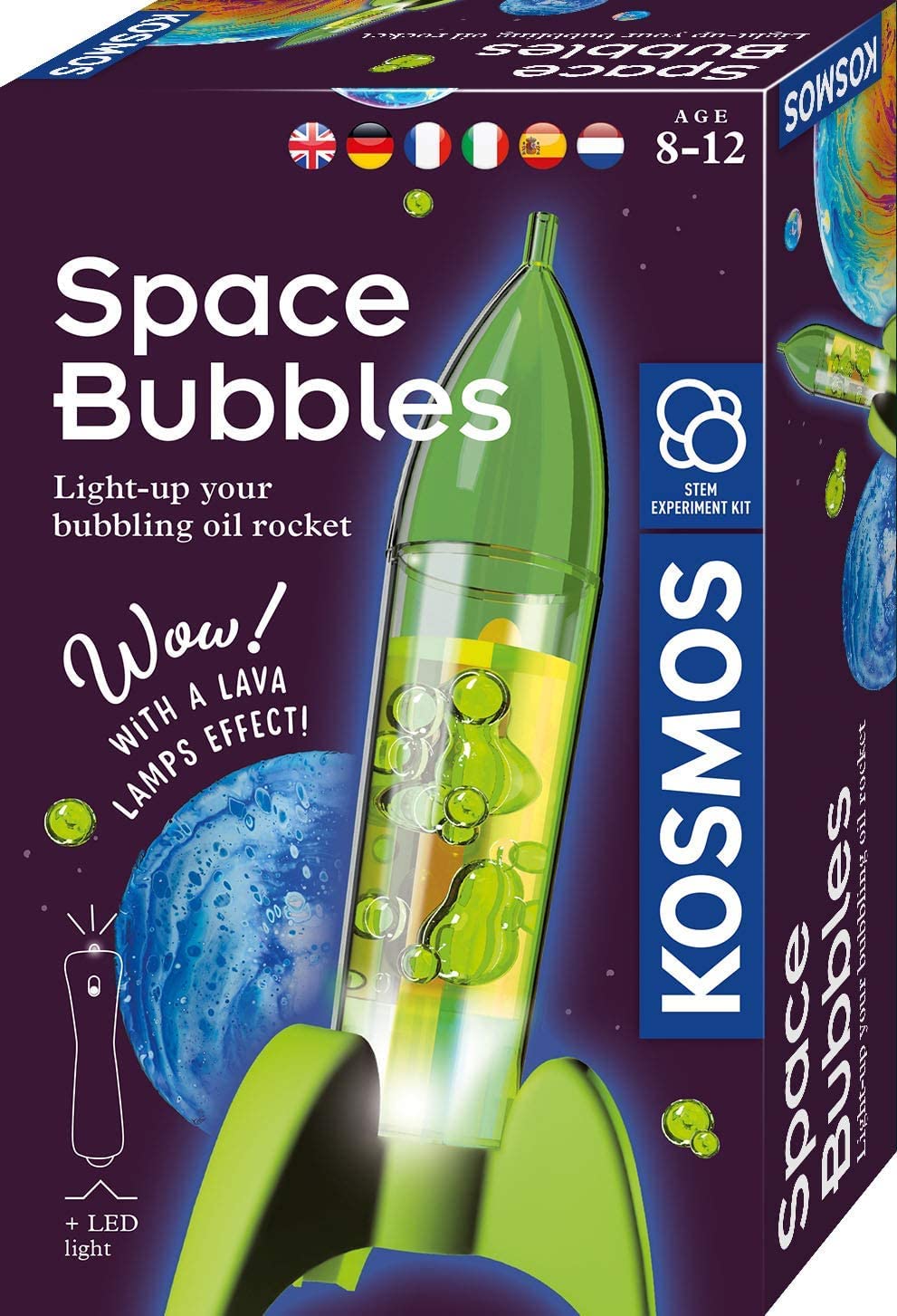 KOSMOS 616786 Space Bubbles - Mini Raketen Lavalampe Experimentier Set für Kinder mit mehrsprachiger Anleitung (DE, EN, FR, IT, ES, NL)