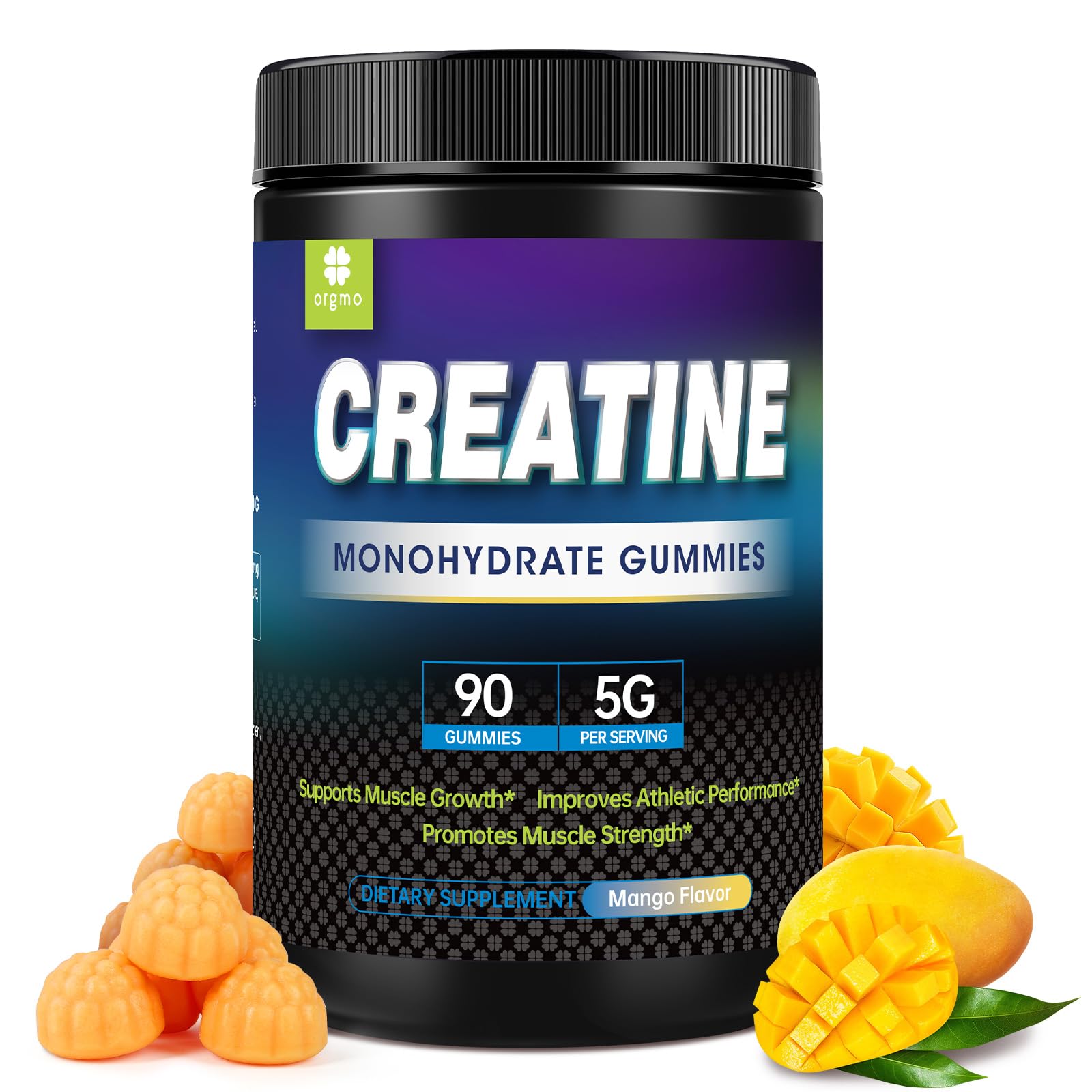 ORGMO Creatina em Gomas de Monohidrato de Creatina 5000 mg, 90 gomas