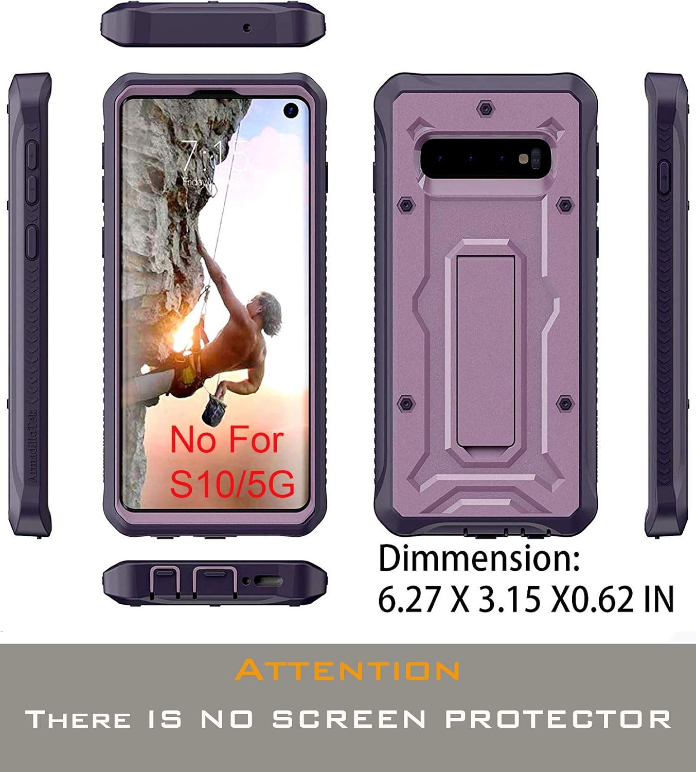 ArmadilloTek Vanguard Designed for Samsung Galaxy S10 Case (2019 Release) Military Grade Full-Body Rugged with Kickstand Without Built-in Screen Protector (Purple)