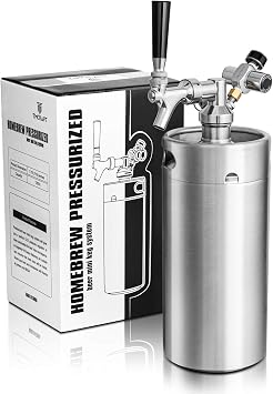 TMCRAFT 128oz Mini Keg Growler, Pressurized Stainless Steel Home Keg System