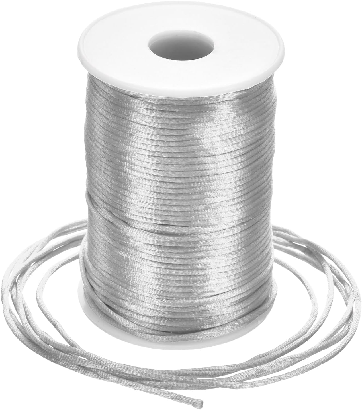 Nylon Satin Cord 2.5mm, 100m Nylon String for Bracelet Braided Thread [for Jewelry Making Necklace Chinese Knot Craft] - Grey