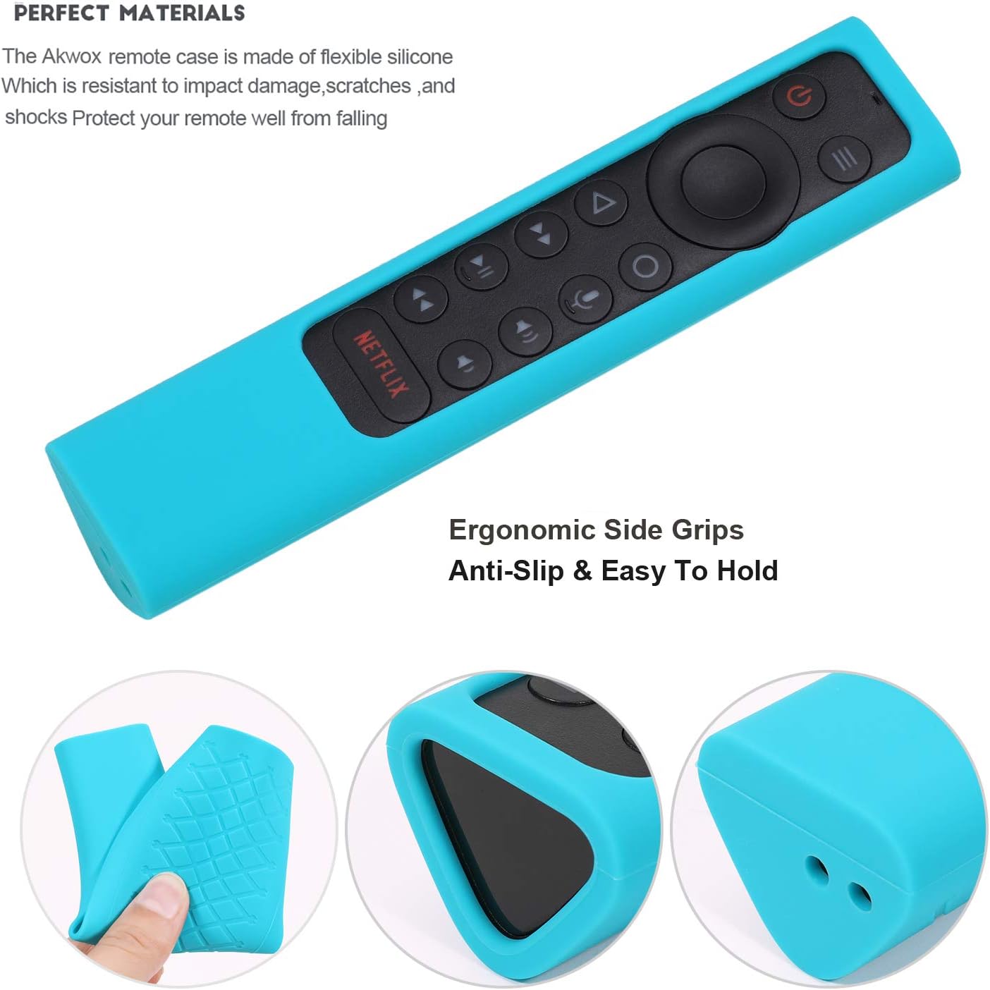 Popular 2-Pack AKWOX Protective Remote Cover Case for NVIDIA Shield TV Pro/4K HDR Remote Controller Series, Light Weight Shockproof Anti-Slip Silicone Skin with Hand Strap - Night Glow Blue/Green
