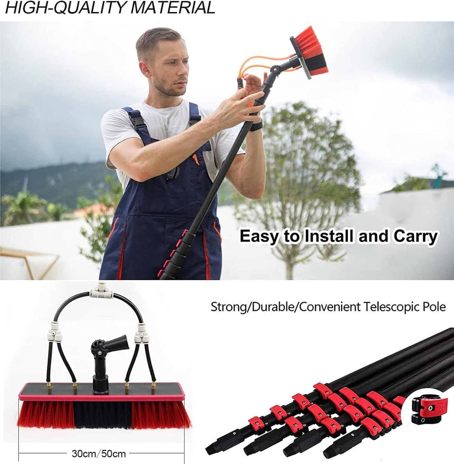Kit Ts So de 30 pies para limpieza de cepillo Exble y dispensador de jabón alimentado por agua para techos, letreros y Truc Ultimate 9 m