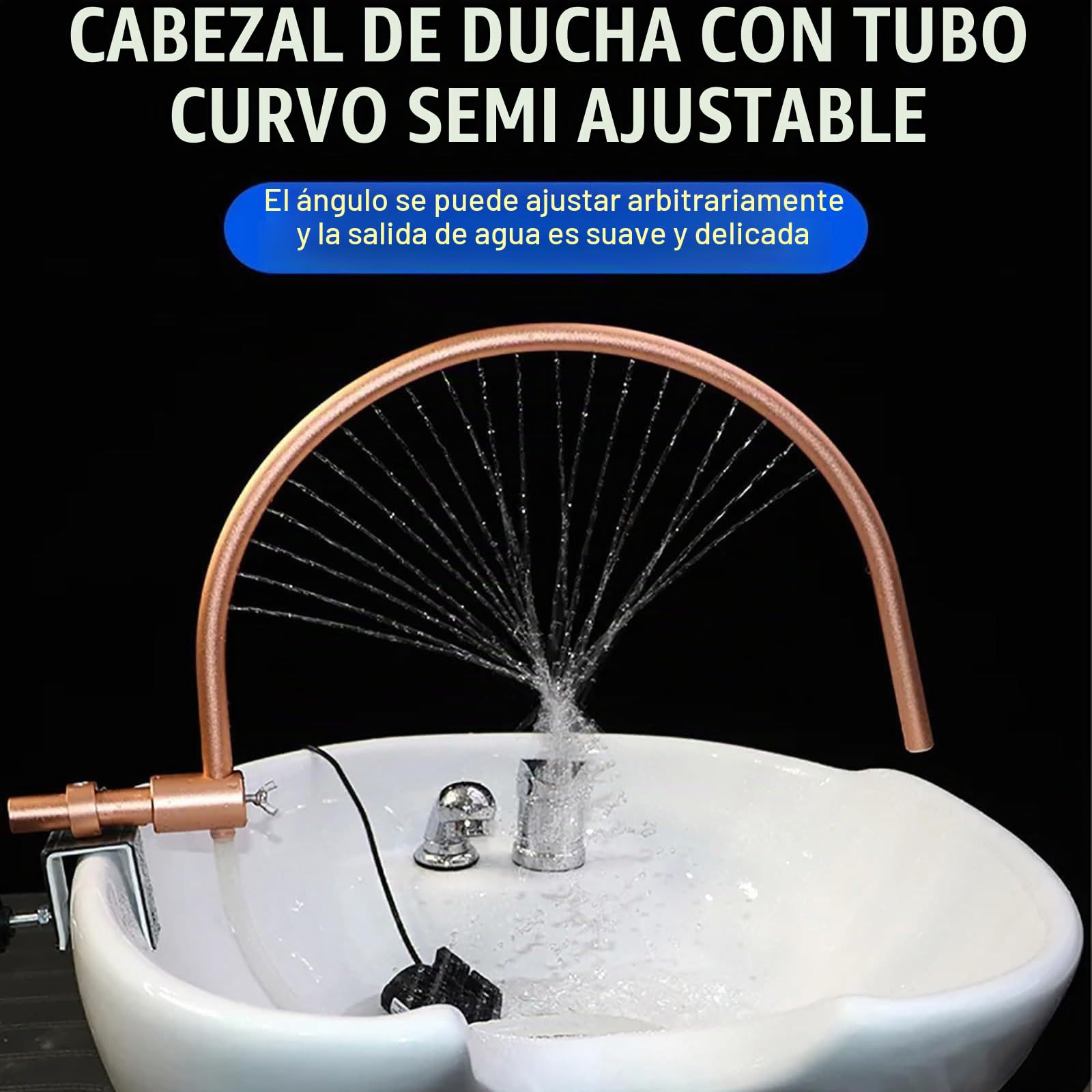 Head SPA (Ajustable A 360°), Terapia De Agua Portátil, Forma Arco/Ajuste Giratorio, Diseño Salida Agua Inclinada, A Prueba Fugas, Facilita Estado Ánimo, para Equipos Masaje/salón,A