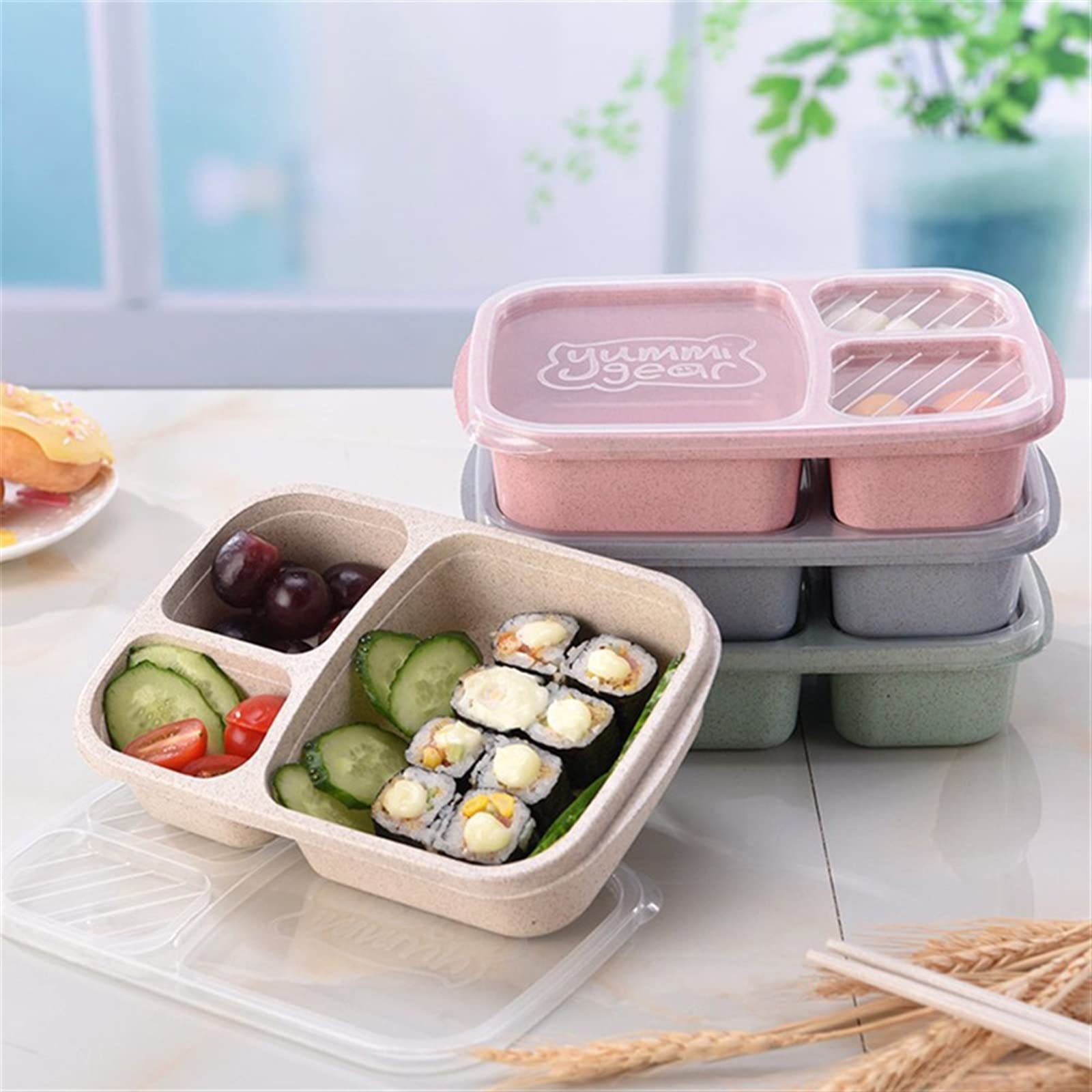 Bento Boxes Lunch box 4 scatole contenitore for alimenti microonde ufficio lavoratore scatola for for frutta(Purple)