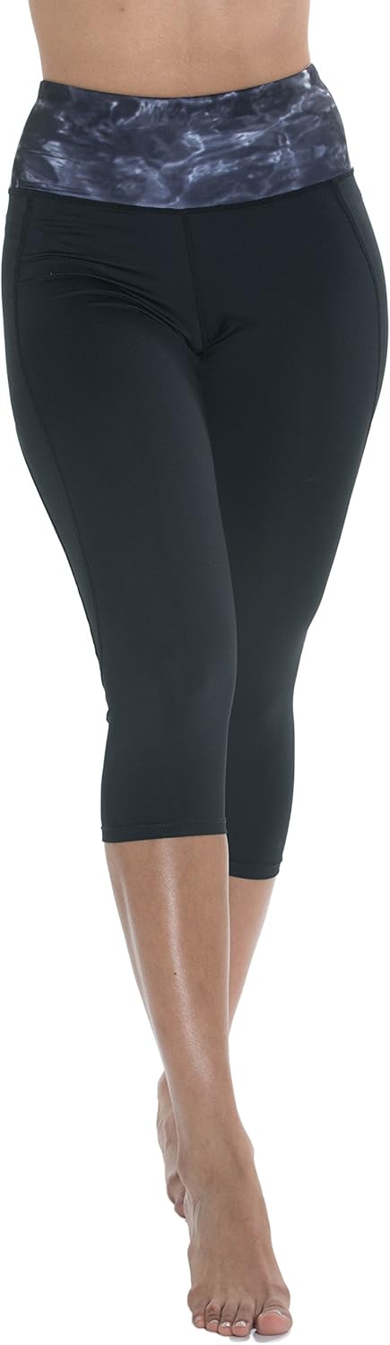 Aqua Design Capri Leggings for Women: High Waisted Cropped Womens Legging