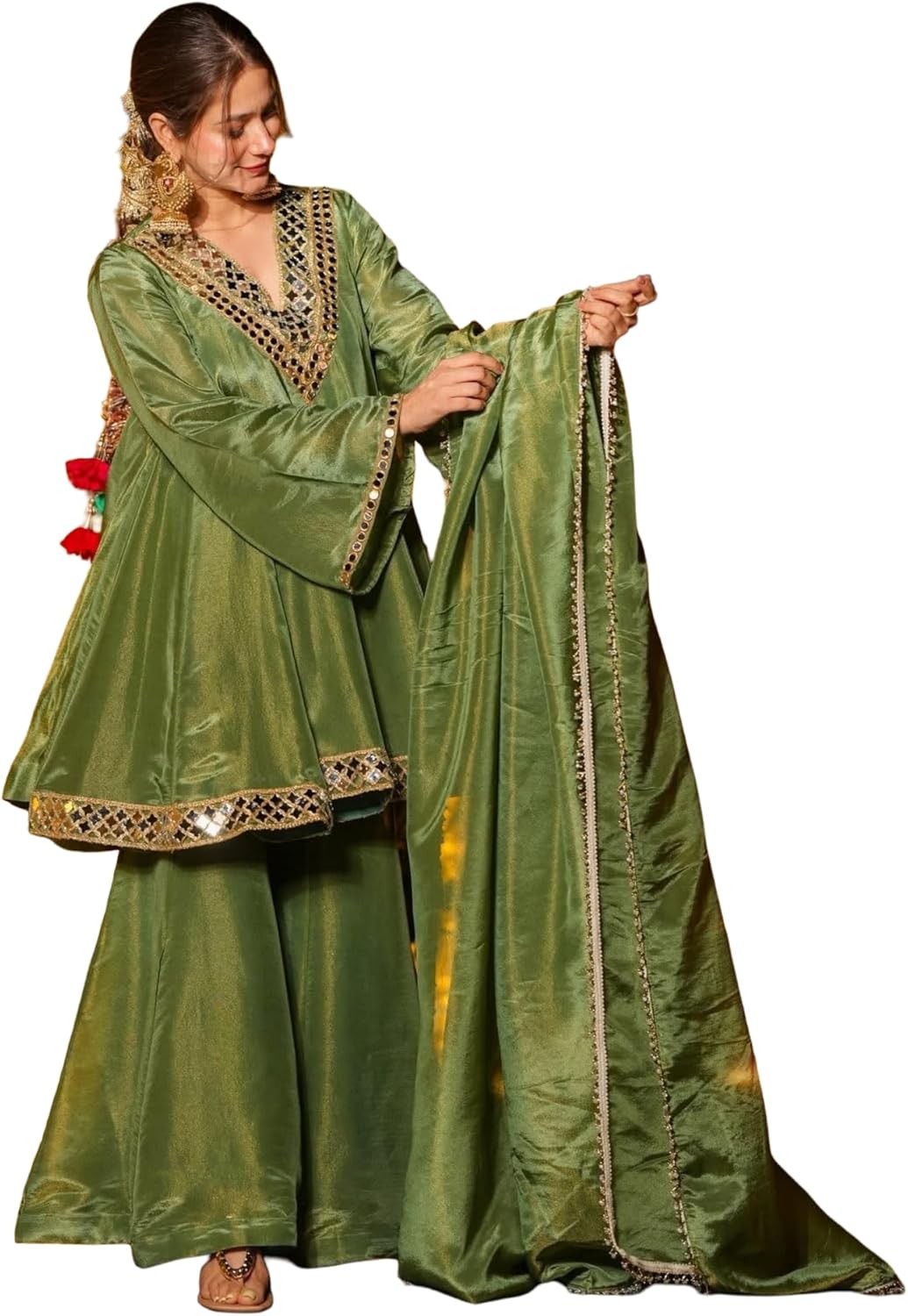 Casual Style Salwar Suit Set With Dupatta Kurti Pant Easy Daily Traditional Outfit