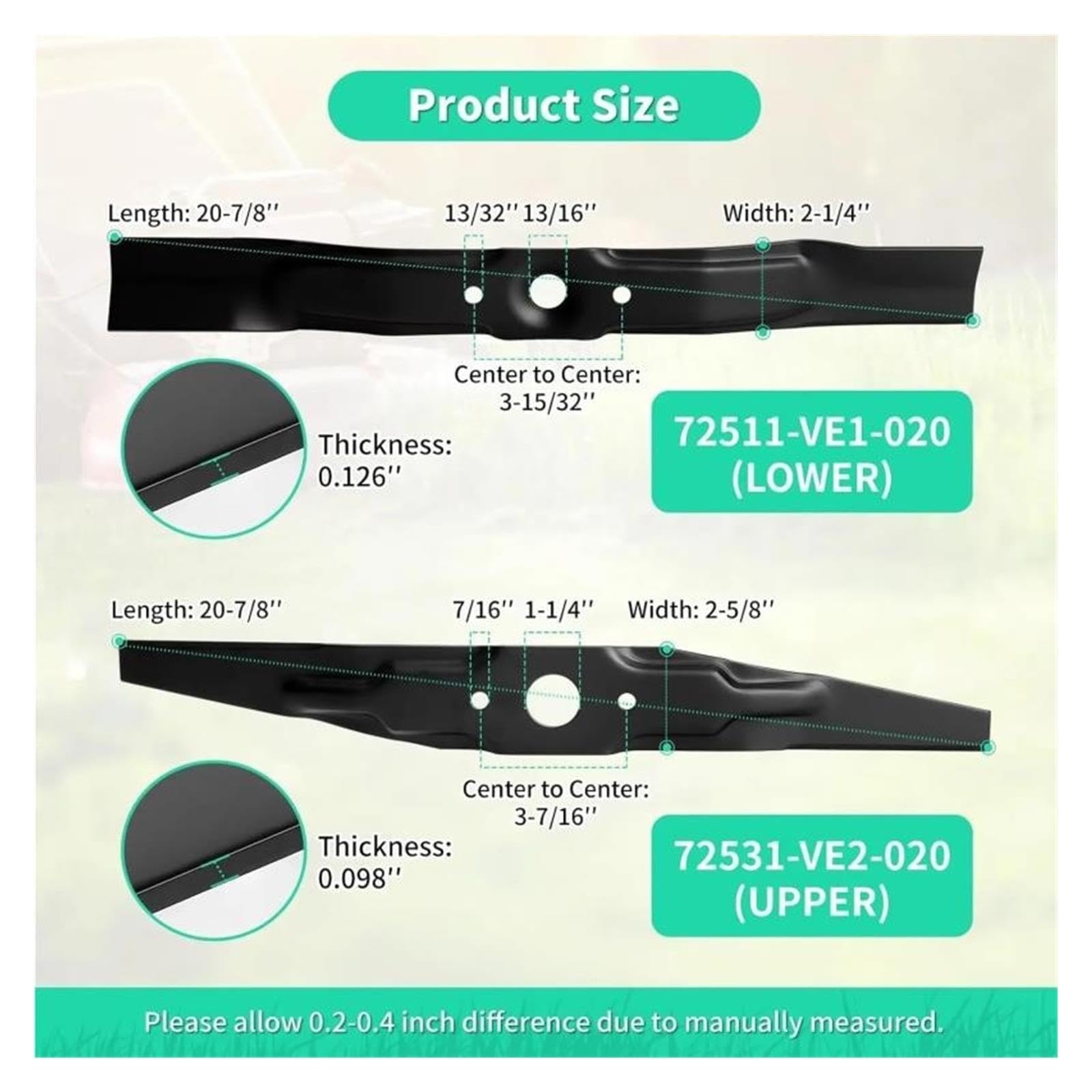 21-Zoll-Deckmulchmähermesser, 72511-VE1-020 Und 72531-VE2-020, Kompatibel Mit Honda HRB215 HRB216 HRB217 HRM215 Rasenmäher