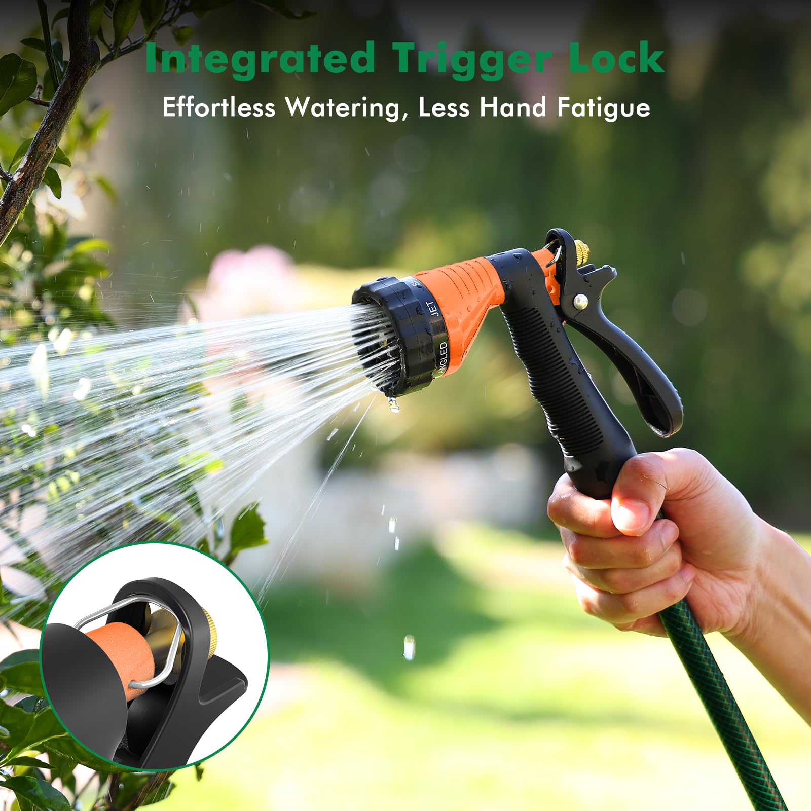 RESTMO Hose Pipe Spray Gun, Heavy Duty Metal Garden Hose Spray Gun, Black + Orange, 6 x 11 x 5 cm - Image 5