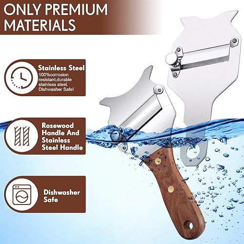 Miniatura 3 de Patelai 2 piezas de trufa cortador de trufa con mango de palisandro de acero inoxidable para queso, chocolate, trufa, cortador para suministros de