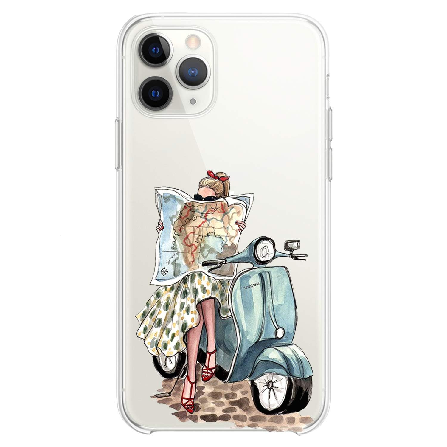 TPU Case Compatible with iPhone 16e 15 14 13 12 11 Pro Max Plus Mini Xs Xr X 8 7 6 5 SE Abstract Colorful Flexible Silicone Travel Watercolor Cute Rover Print Pinup Design Clear Slim Cute Teen