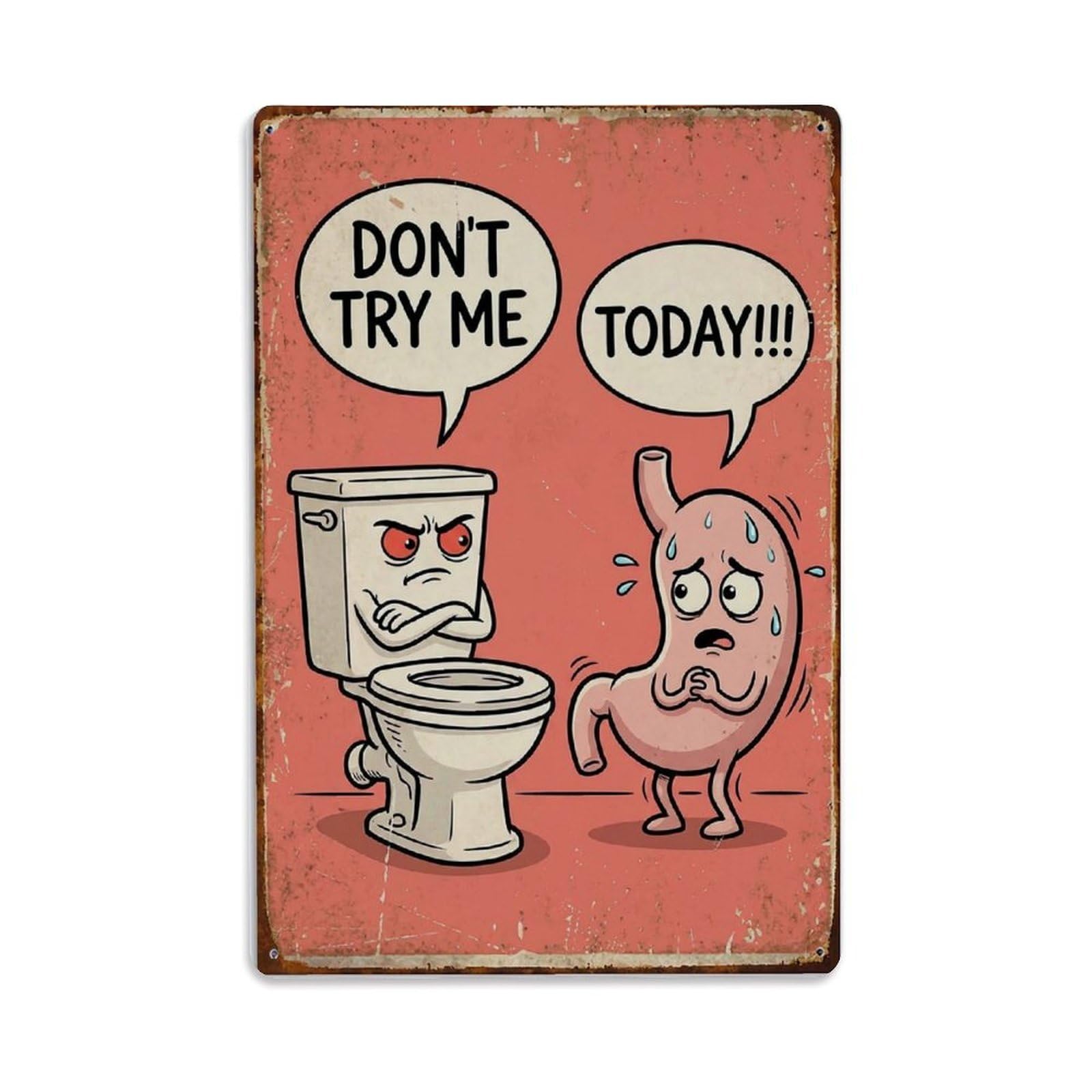 Dont Try Me Today Funny Vintage Humorous Toilet Metal Tin Sign