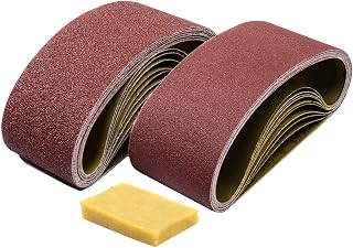 Sanding Belts with Belt Cleaner, GOH DODD 20 Pieces 3 x 21 Inch Aluminum Oxide Sanding Belt 40, 60, 80, 100, 120, 150, 180, 240, 320, 400 Grit Sandpaper for Belt Sander