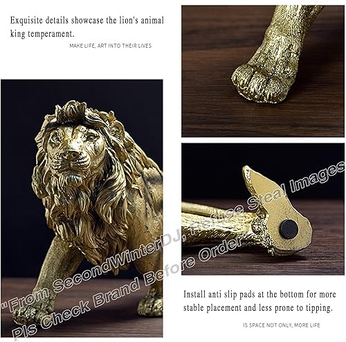 Miniatura 6 de Decoraciones de escultura de león, figuras de animales, decoración del hogar, estatuas de figuras de arte de escritorio de 15 pulgadas, manualidades