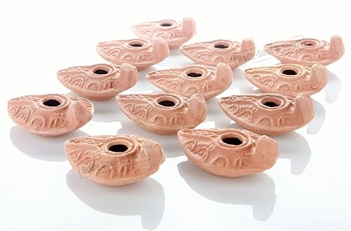 Miniatura 1 de Lote de 12 LÁMPARA DE ACEITE HERODIANA Antigua Réplica Antigua Bíblica Antigua Israel Judaica