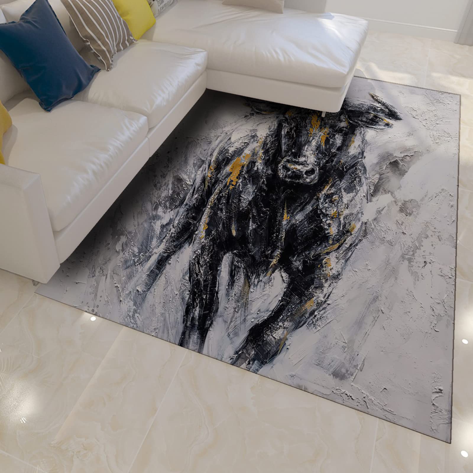 Czarno-szare dywaniki ze zwierzętami abstrakcyjne antypoślizgowe dywaniki do salonu rustykalne dywaniki z krowy sypialnia jadalnia dom biuro dywanik 8 x 12 cm
