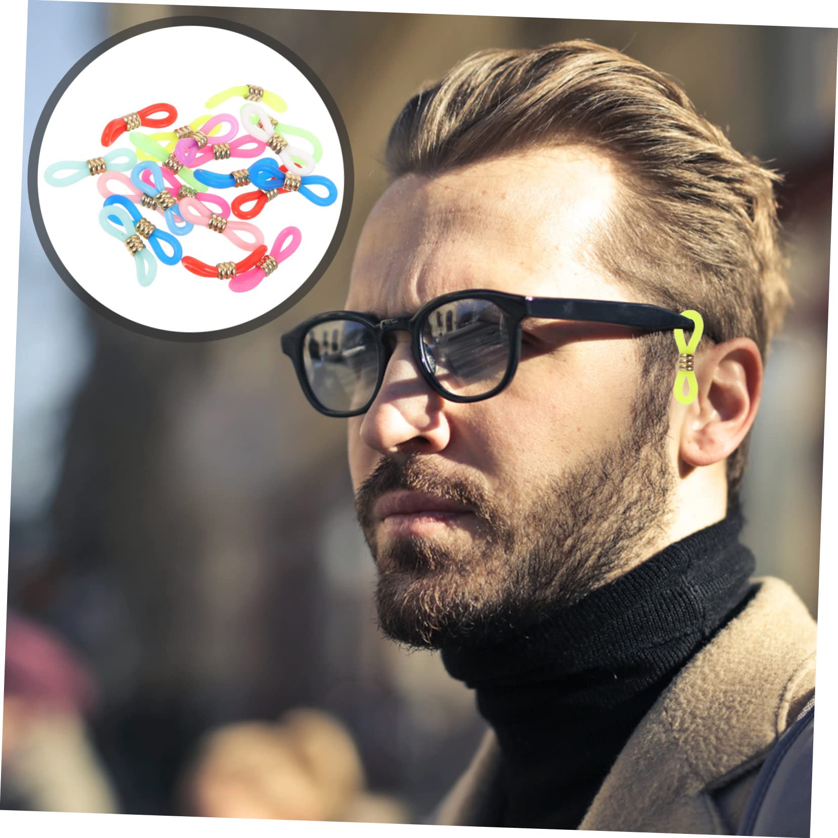 LIFKOME Connecteurs de Chaîne pour Cordon Lunettes et Usage Quotidien Sport Antidérapants en Silicone et Métal, Lot de 60 Pièces, Accessoires Réglables Couleur Aléatoire pour Lunettes