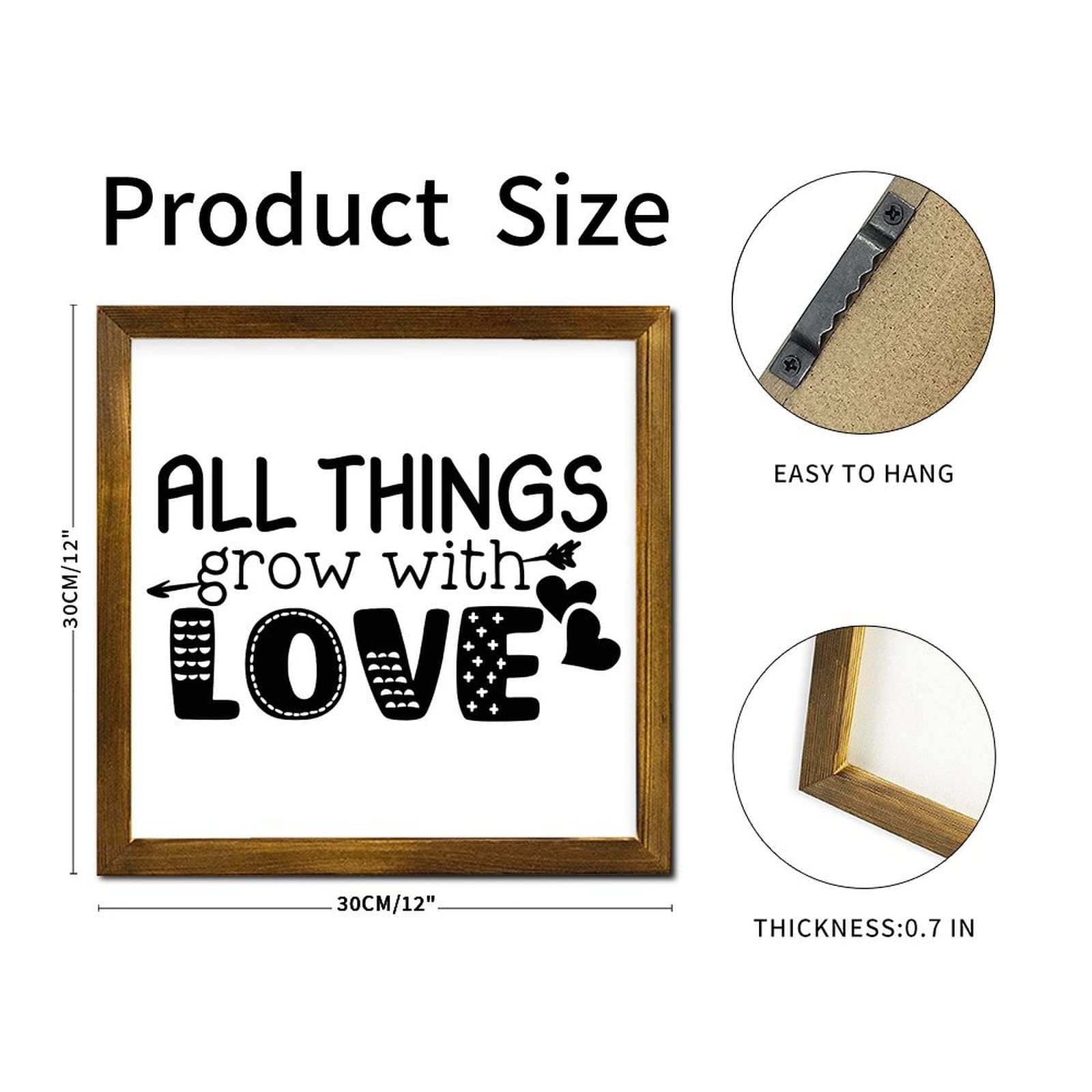 Amazon.com: All Things Grow with Love Framed Wood Sign Family Love