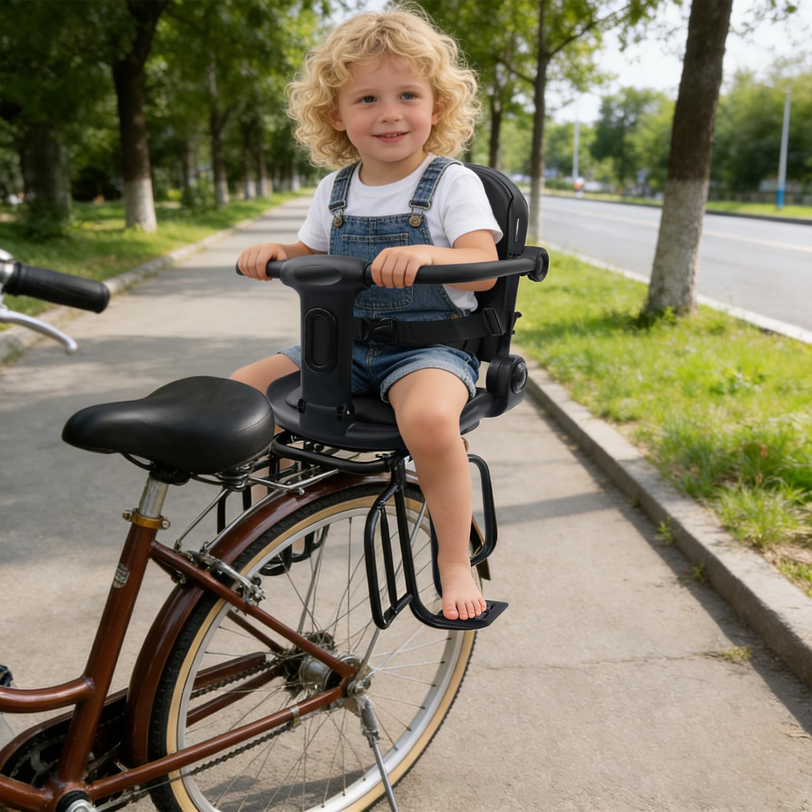 Kinderfahrradsitz ab 1 bis 8 Jahre, Rücksitz für Kinderfahrräder, Sicherheit Fahrrad-Zubehör für Outdoor, verstellbare Gurt, Tragfähigkeit 30kg, hoher Barriere