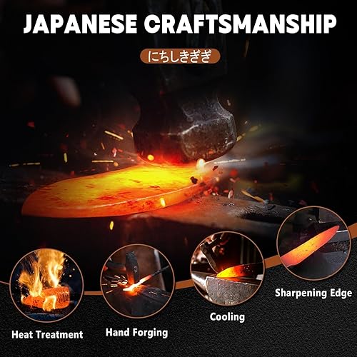 Vista 3 de Huusk Juego de 4 cuchillos para carne, cuchillos de cocina japoneses de acero de 4.9 pulgadas con mango de madera, cuchillo de carne sin dentar