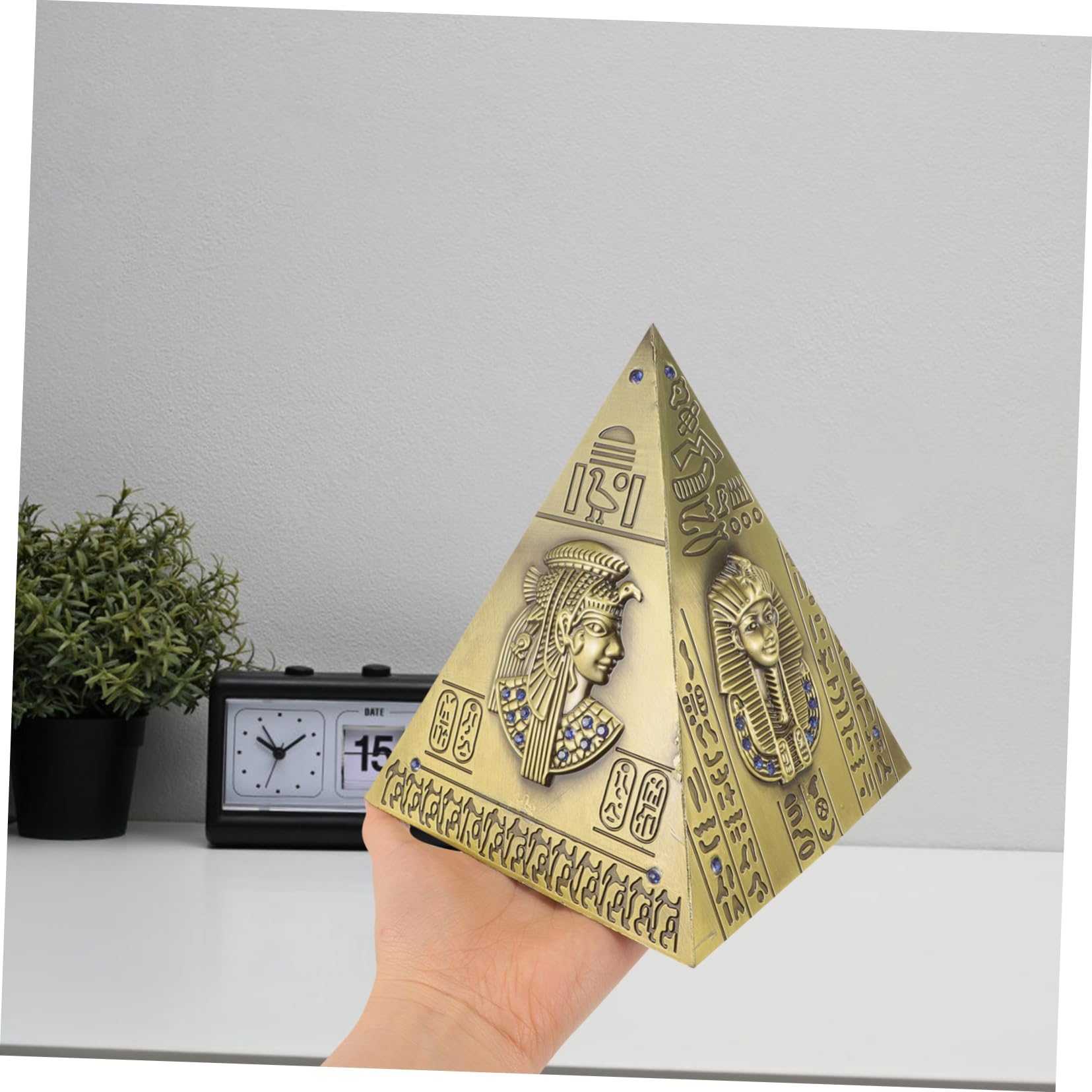 Tirelire Décorative Pyramide Égyptienne Vintage - Motifs Anciens - Décoration Maison, Bureau - Cadeau Original