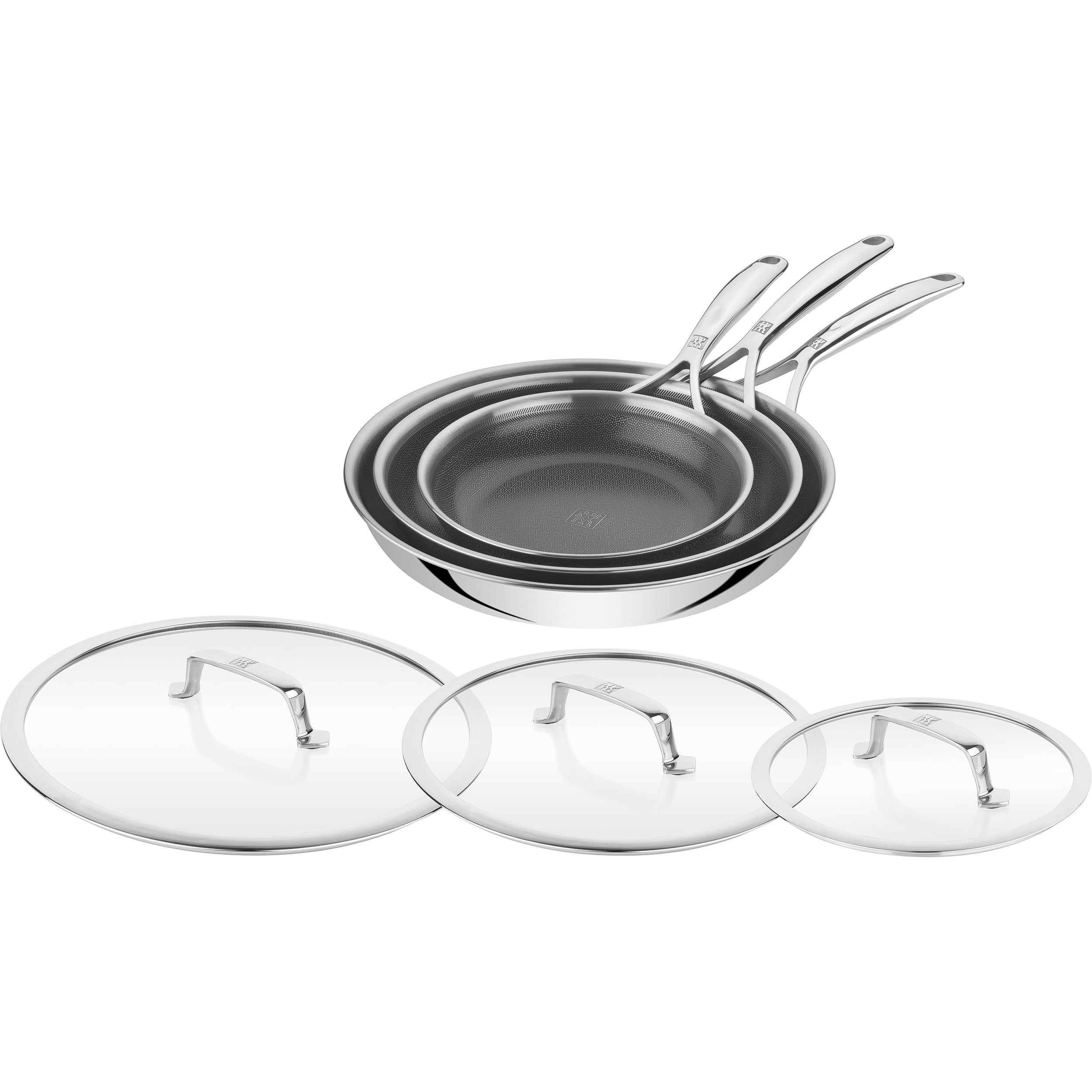 ZWILLING Peak 6-pc Stainless Steel Ceramic Nonstick Dual Performance Fry Pan Set with Lids, Compatible