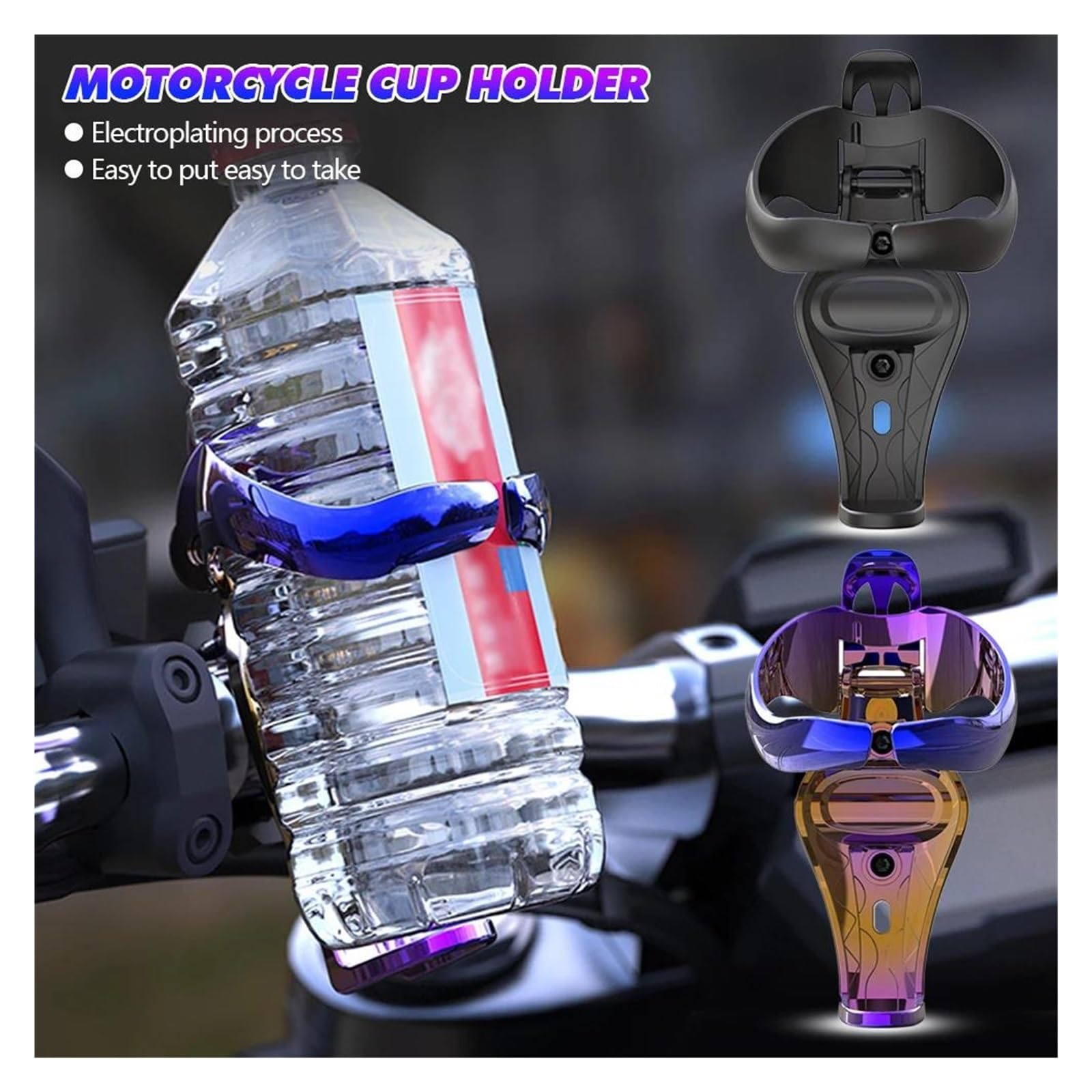 Portabottiglie regolabile per moto e moto, universale, portabottiglie da manubrio in ABS (multi)