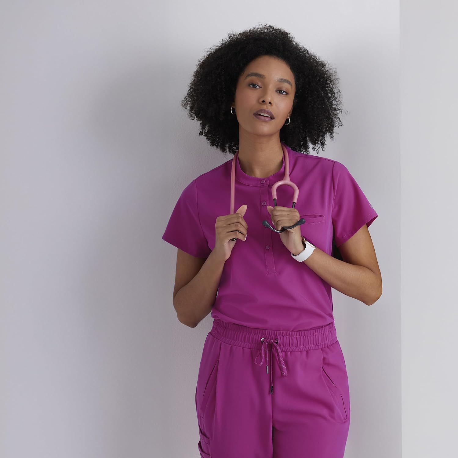 BARCO Unify Mission Scrub Top for Women – 1-Pocket Henley Neckline Top with 360 Spandex Stretch & Wrinkle Release Fabric