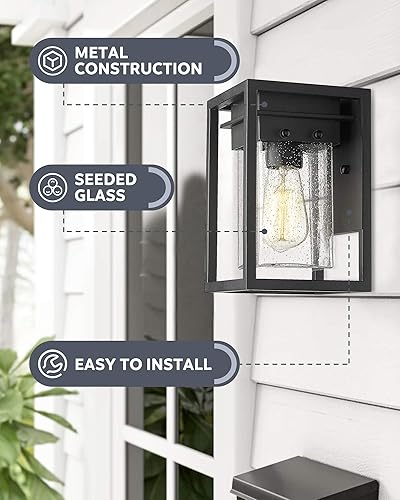 Miniatura 3 de Paquete de 2 apliques de pared para exteriores, modernos accesorios de iluminación de pared para exteriores de 1 luz en acabado negro con pantalla