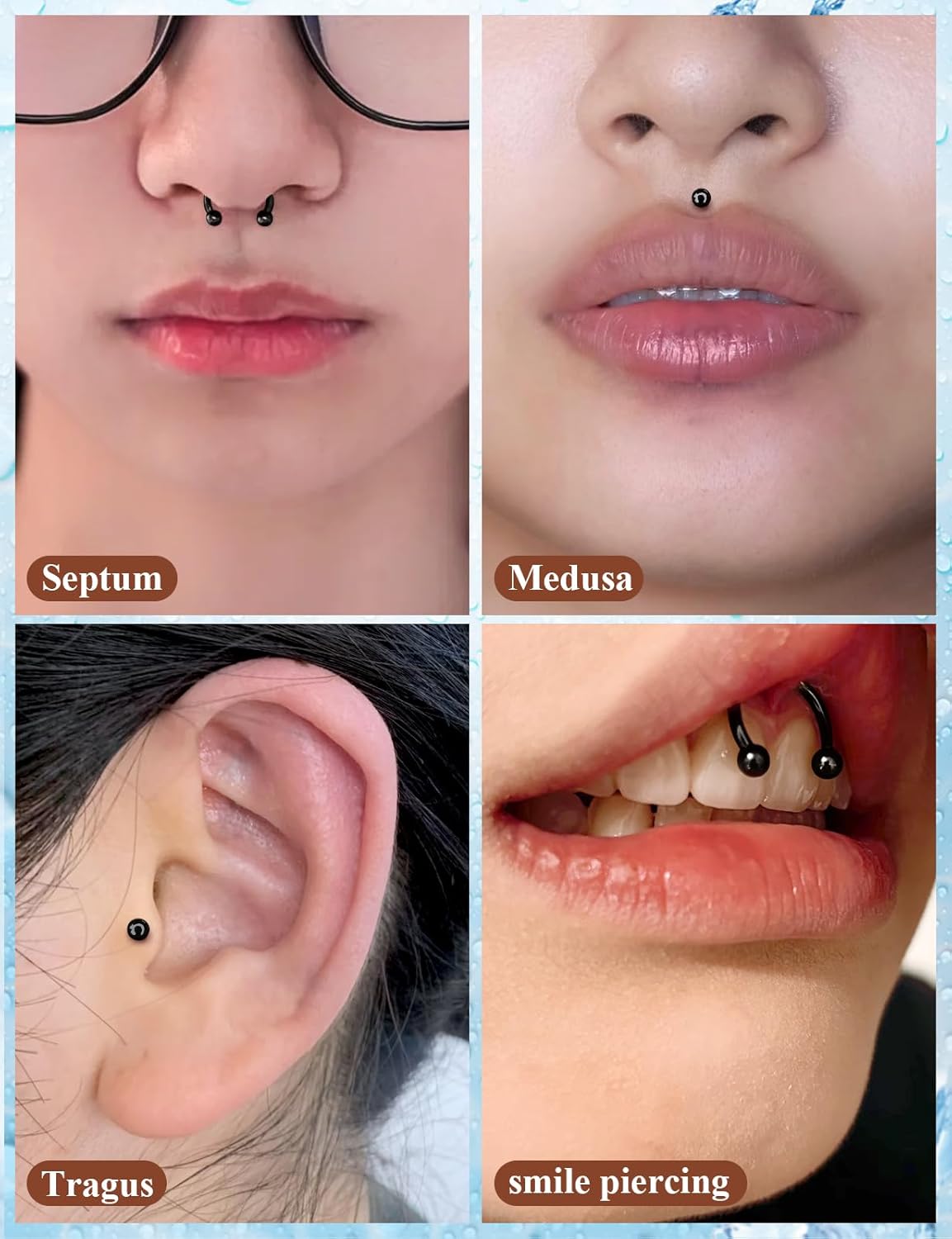 16G 20G Horseshoe Septum Nose Lip Rings Surgical Steel Tragus Forward Helix Conch Rook Daith Snug Cartilage Earring Medusa Labret Snake Bite Monroe Lip Ring Piercing Jewelry for Women Men - Image 4