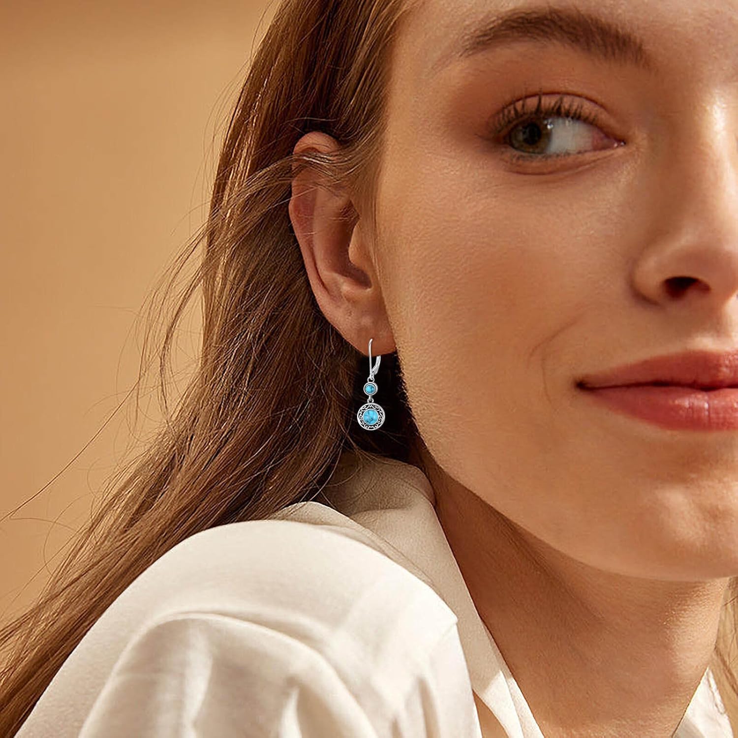 Turquoise Dangle Earrings for Women 925 Sterling Silver Western Teardrop Bohemian Drop Earrings Christmas Gift for women - Image 7