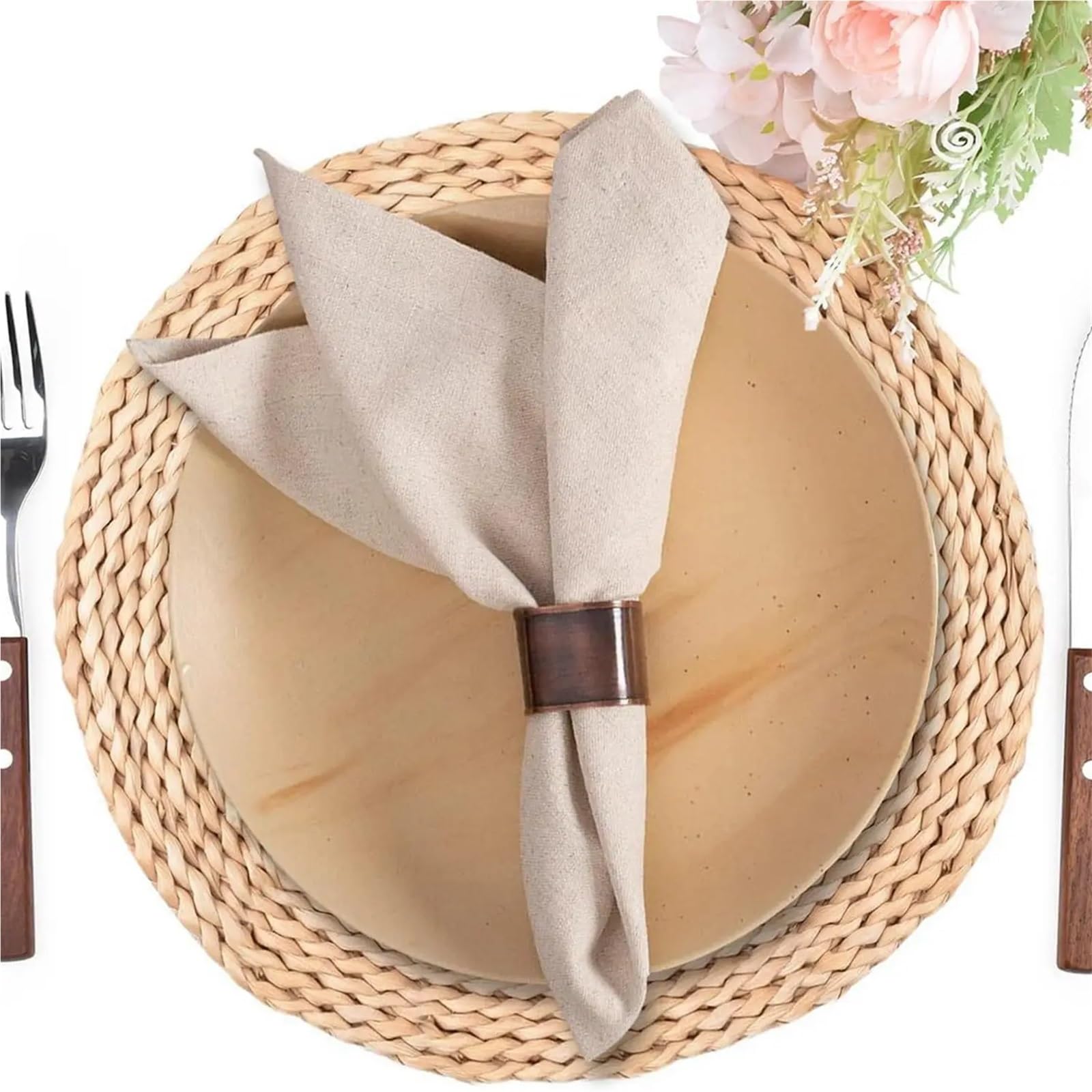 Servilletas De CóCtel,Servilletas Cocktail Juego de 12 servilletas lino y algodón for la cena, tela natural con esquinas en inglete, boda(White 50x50cm)