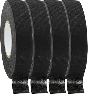 JBT Wiring Harness Tape 19 mm X 15m, Black Chemical Fiber Cloth High Temp Wire Harness Wrapping Tape for Auto Electrical Wrap, Protection, Insulation, Flame Resistant(4)
