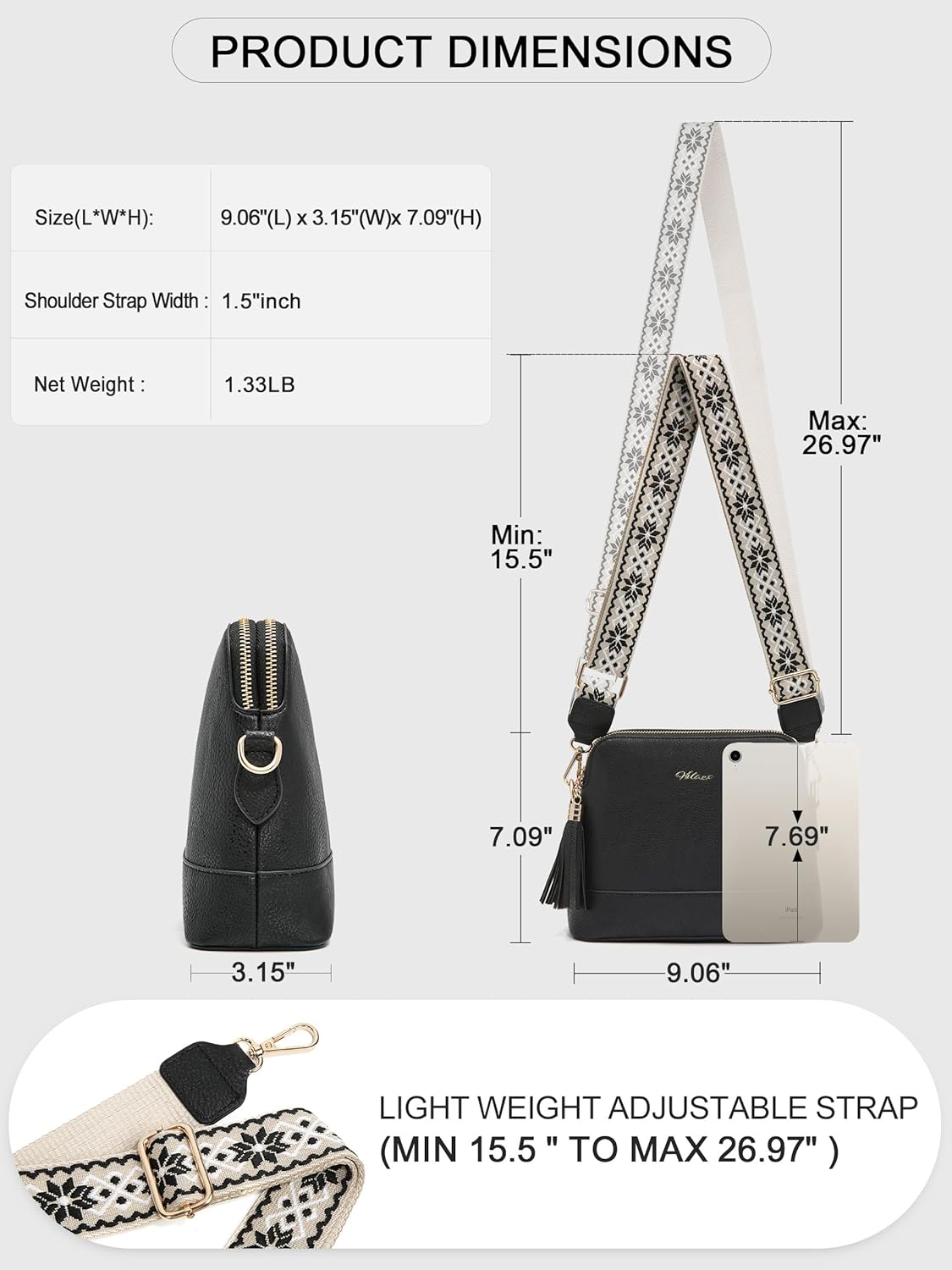 Women's Leather Crossbody Bags Anti Theft Purses RFID Blocking Handbags Trendy Travel Adjustable Strap Tassel - Image 3