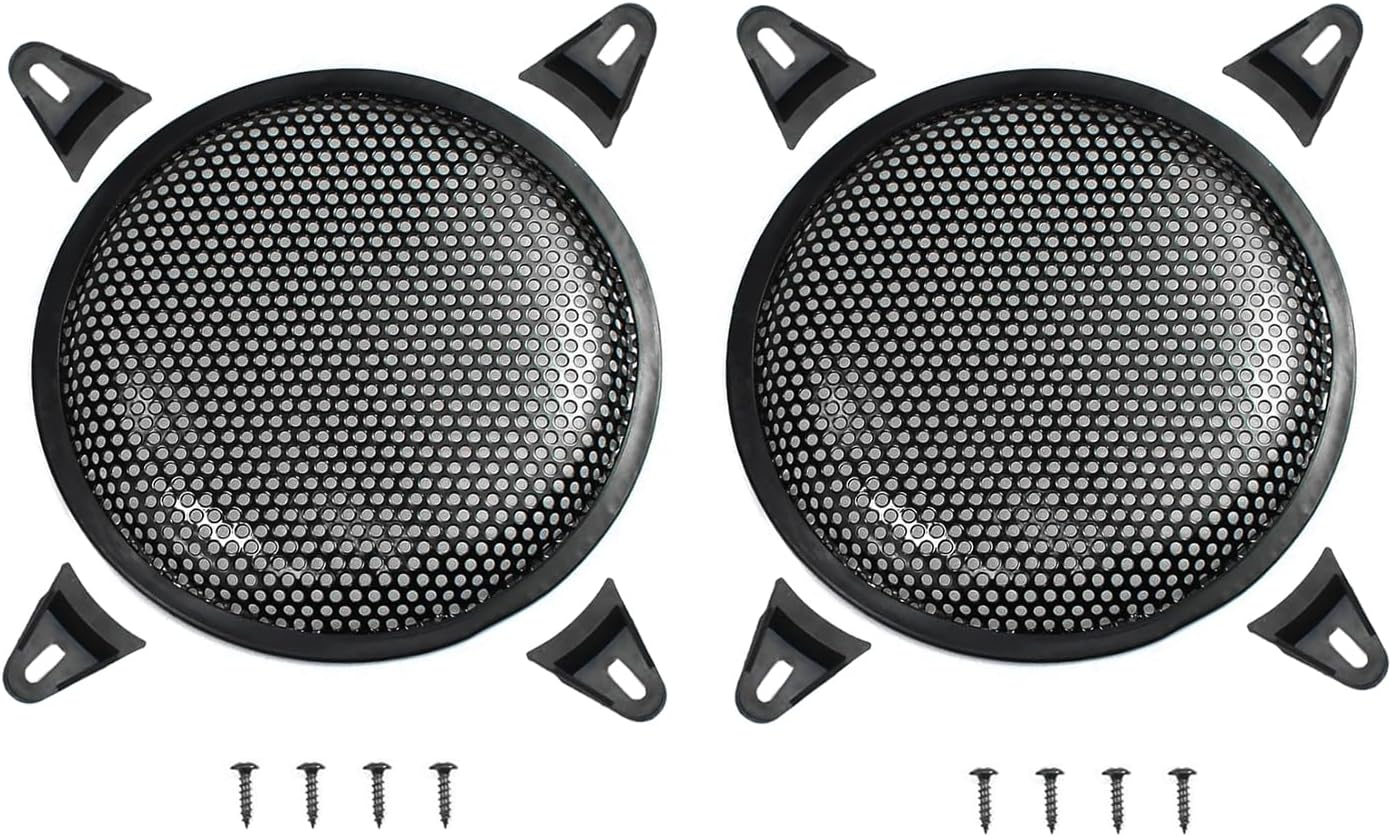 2 Pcs 10 Inch Speaker Grill Steel Mesh Round Subwoofer Grill with 4 Pcs Clamps Waffle Protector Guard Speaker Cover Decorative Car Audio Grille