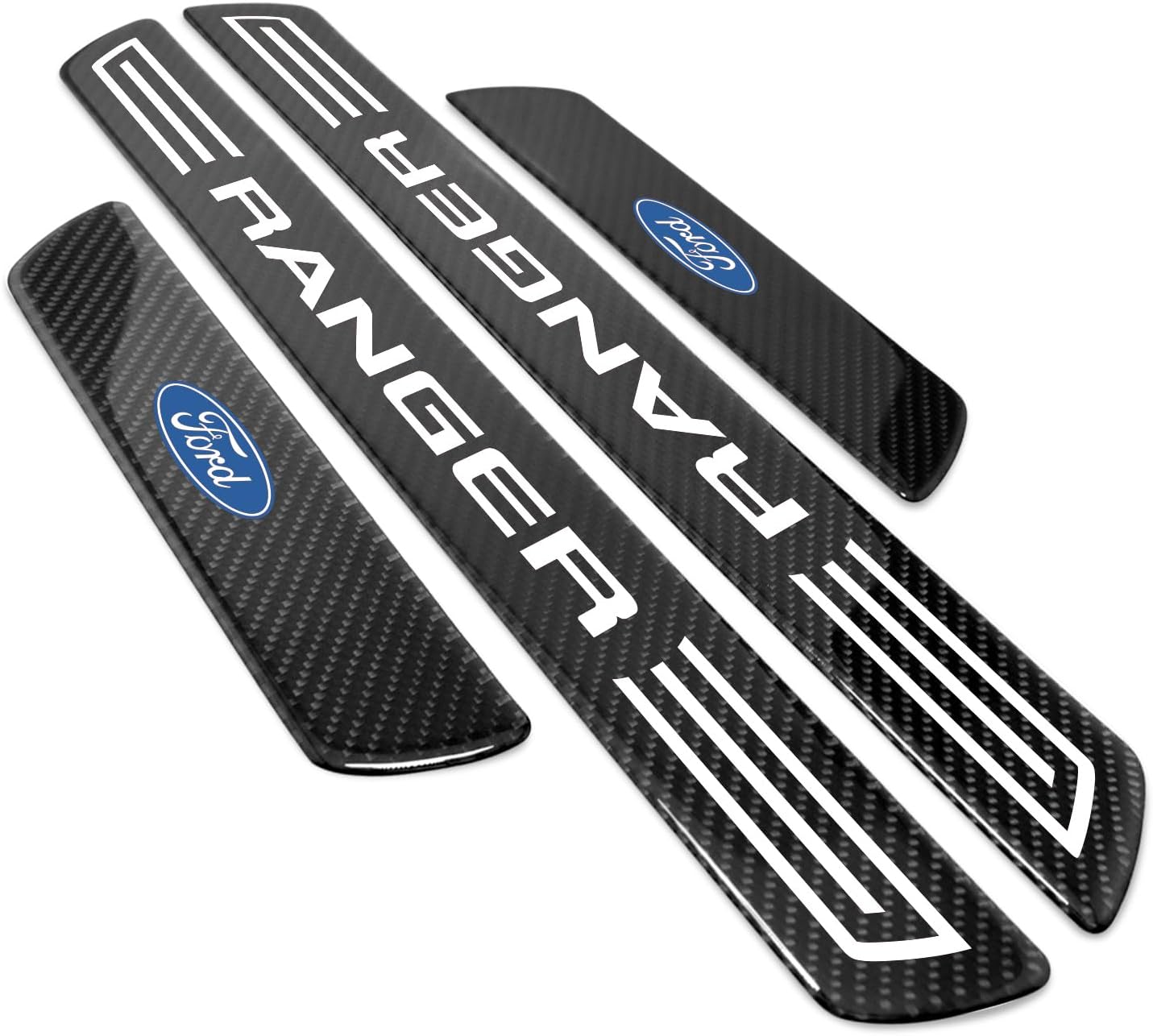 iPick Image for Ford Ranger Real Carbon Fiber 4 Pcs Universal Door Sill Step Protector Guard Decal Plates - Official Licensed