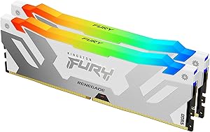 Kingston Fury Renegade White RGB 32GB (2x16GB) 6400MT/s CL32 DDR5 DIMM | Infrared Syncing | Fury CTRL Software | Overclocking | Intel XMP 3.0 | Kit of 2 | KF564C32RWAK2-32
