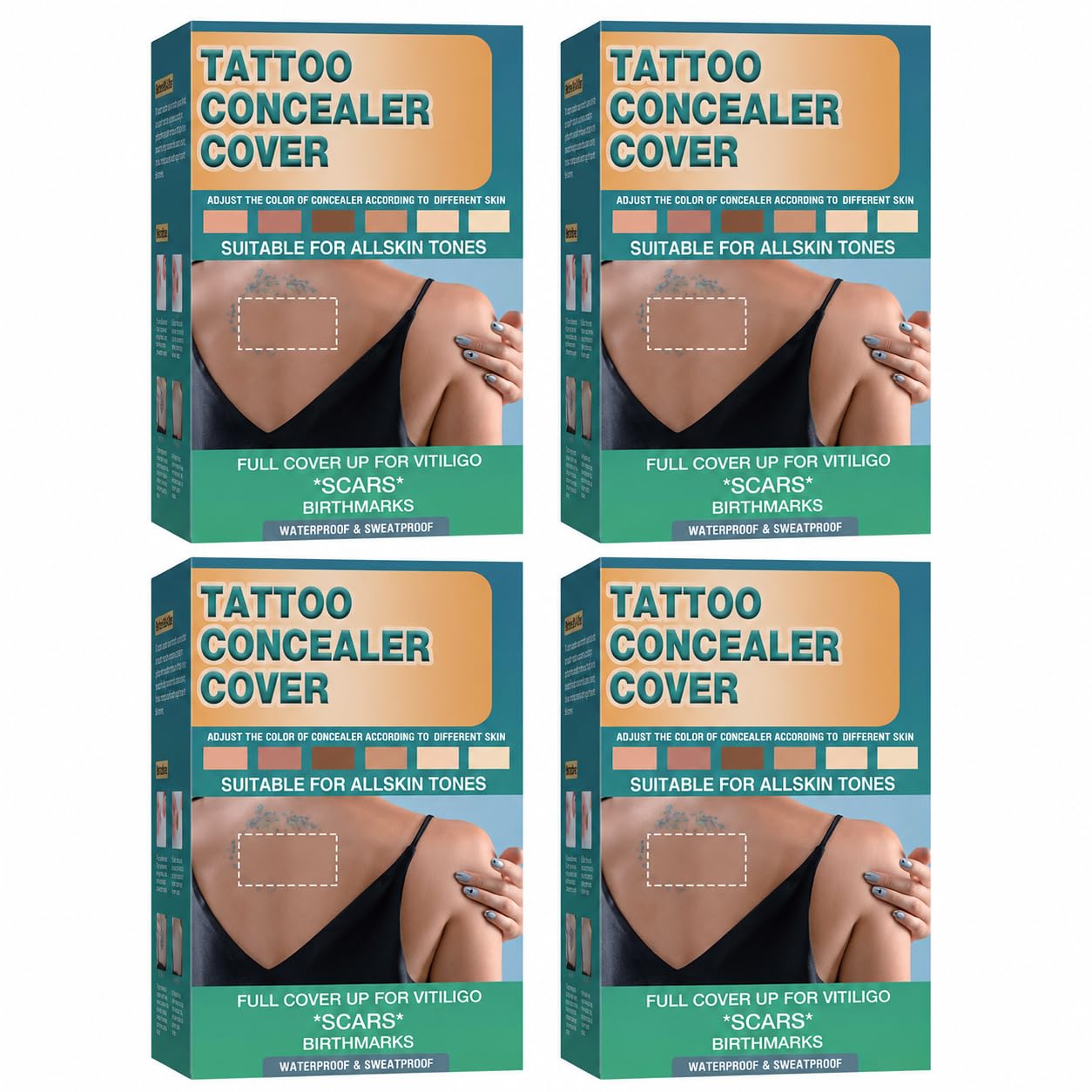 Tattoo Make Up Cover Wasserfest, 2Pcs | Tattoo Abdeckung für Körper Hautausgleich
