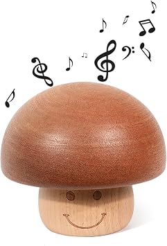 Huntmic Cant Help Falling in Love Wood Music Box,Cute Mushroom Clockwork Musical Box,Vintage Wooden Smile Music Boxes for Valentines Day/Birthday/Christmas Cant Help Falling in Love