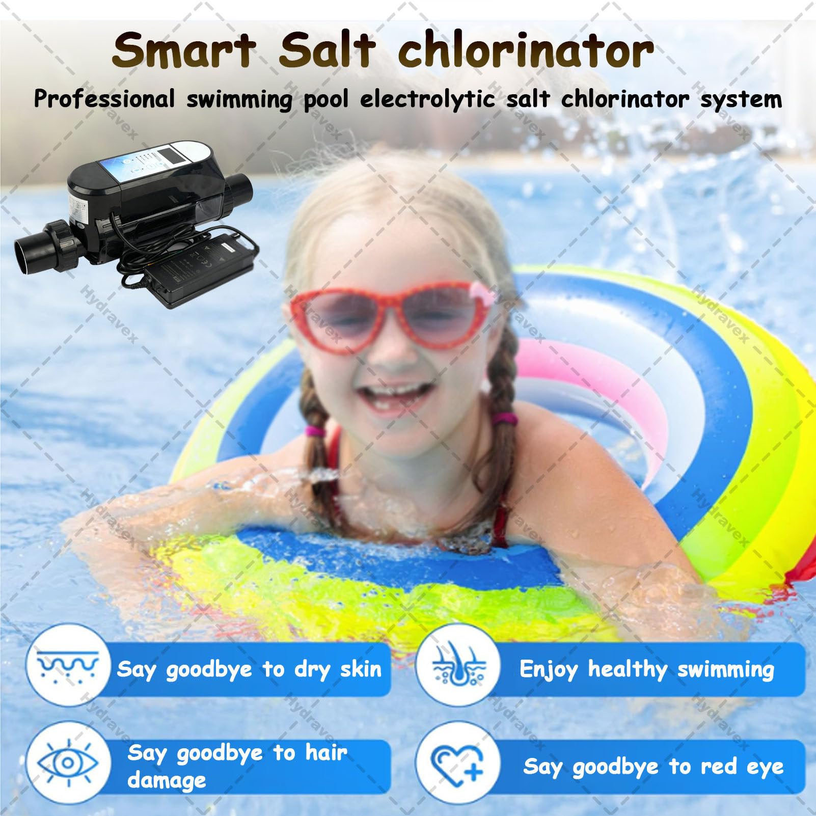 Clorador de sal para piscinas, generador de cloro salino para piscinas elevadas, sistemas de piscina de agua salada con wifi integrado y pantalla de salinidad, clorador de sal para piscinas 4g/h