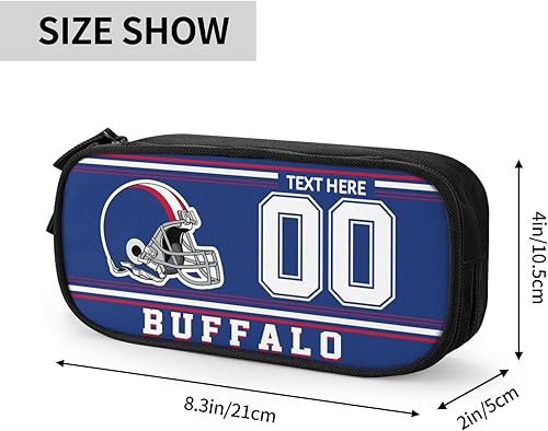 Miniatura 2 de Midkepf Estuche para lápices de búfalo, caja de lápices personalizada con nombre y número, estuche personalizado de estilo de fútbol, estuche de