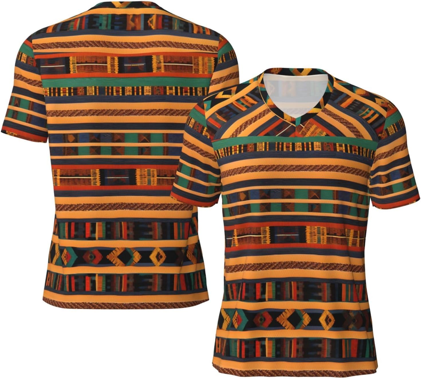 African Weaving Rugby Football Jersey for Men, Comfortable V-Neck Loose Fit Top for Team Sports Athletics