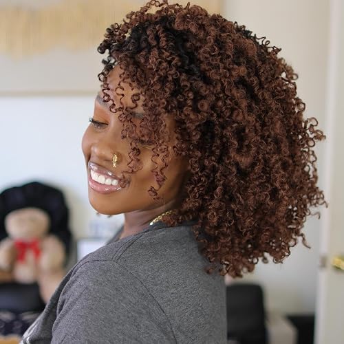 COOKOO 8 Inch Ombre Brown Yanky Twist Crochet Hair for Black Women,8 Packs