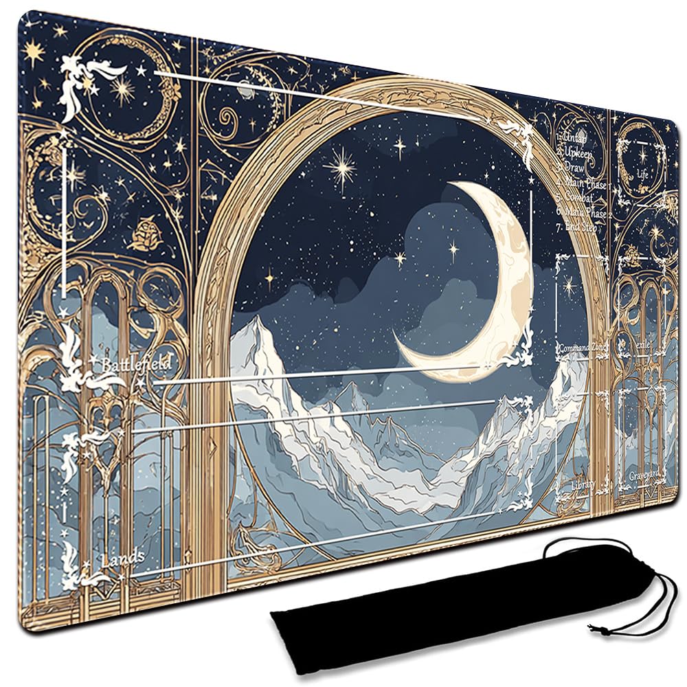 MTG Playmat,With Waterproof Storage black Bag Szie 60 x 35CM , With Zone MTG playmat Stitched Edges Game Play Mat Trading Card Game Playmats TCG Game Mat (With Zone,2)