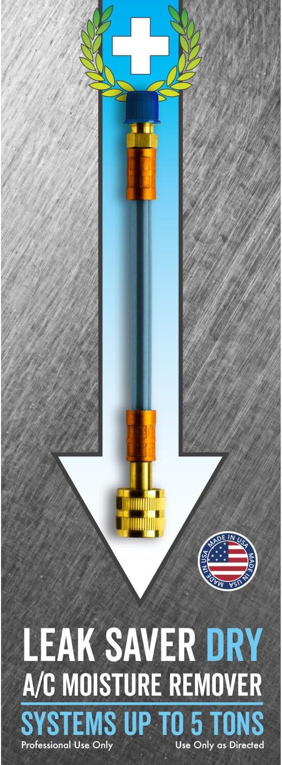 Leak Saver Direct Inject Dry A/C Moisture Remover (No Leak Sealant, Moisture Remover Only) - For Systems Up to 5 Tons - Converts Moisture into Synthetic Oil - Created and Used by HVAC Pros - USA Made