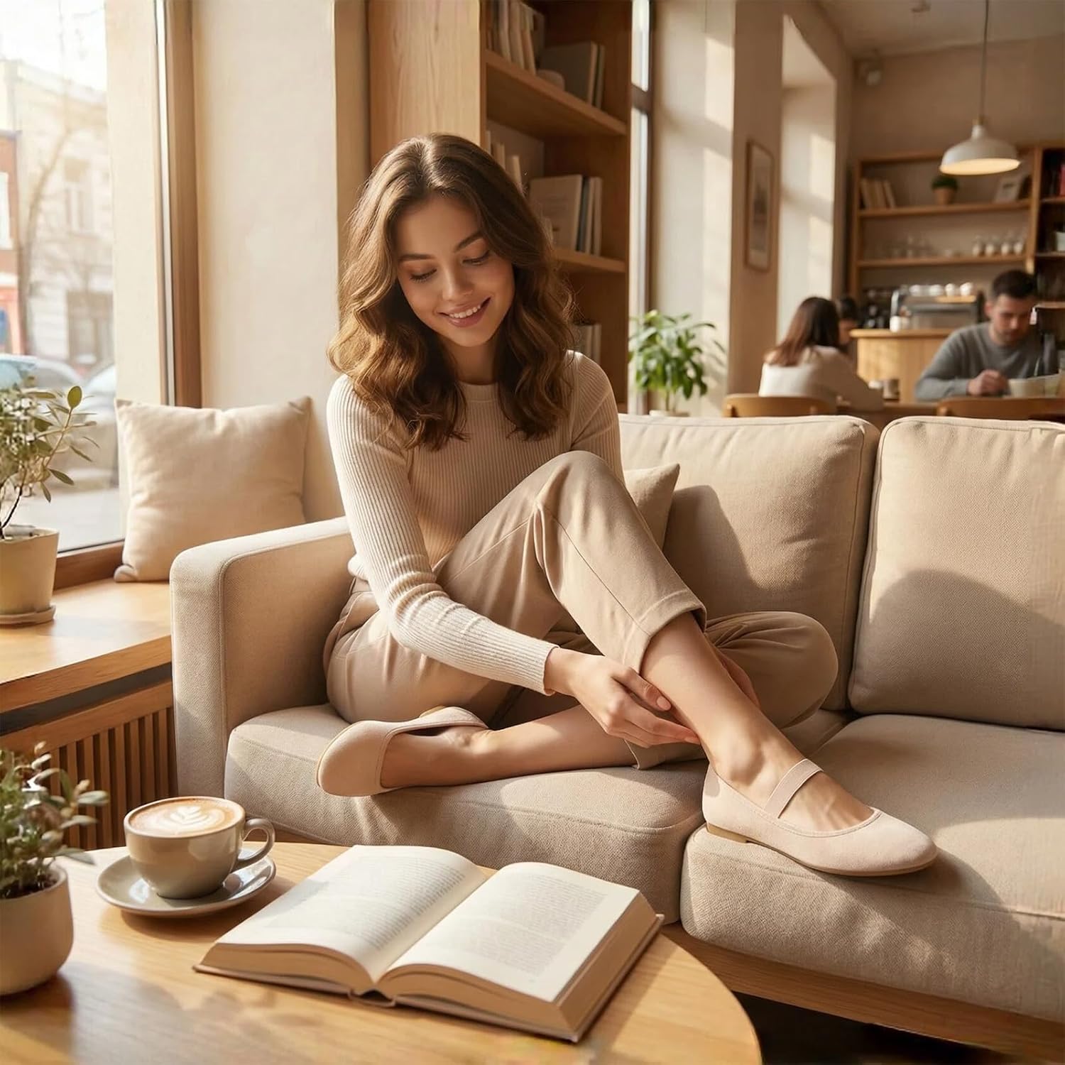 hash bubbie Women's Black Flats Shoes Suede Mary Janes Ballet Flats Memory Foam Comfortable Dress Shoes - Image 3